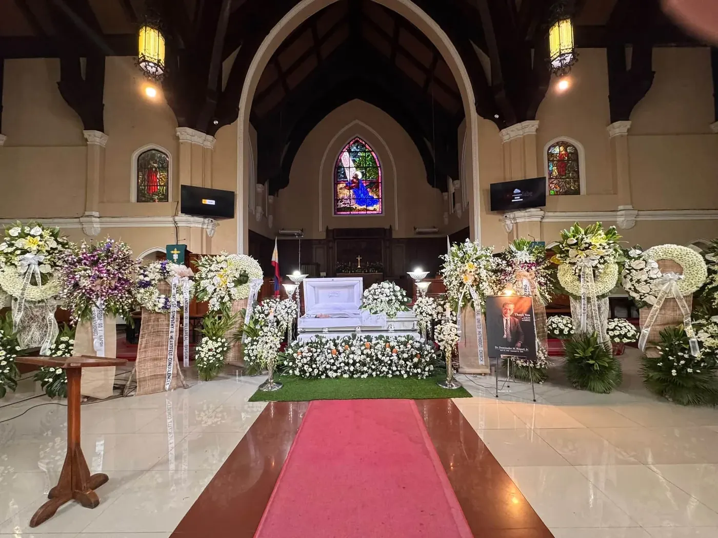 Church aisle floral installation by Juan Petals PH