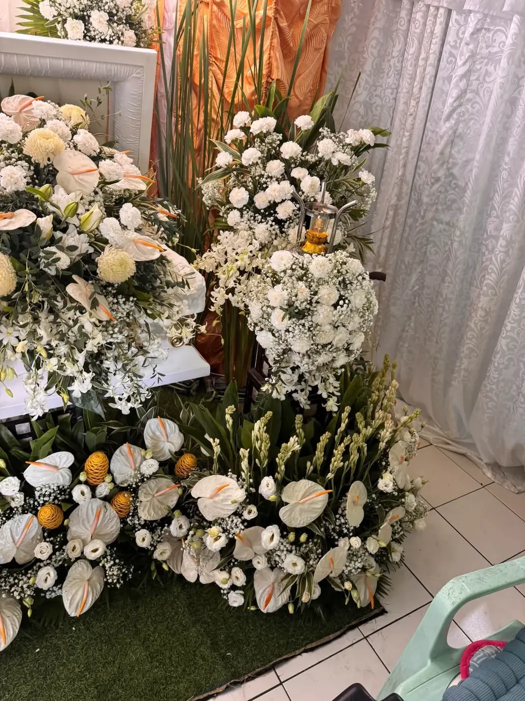 White floral tribute arrangement by Juan Petals PH