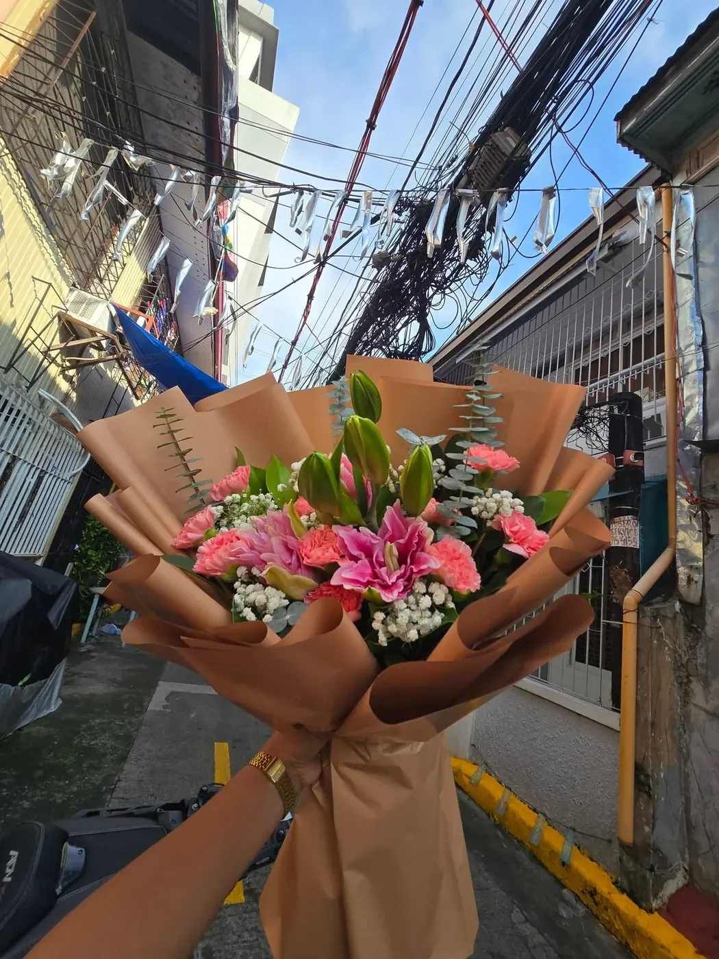 Pink hand-tied bouquet